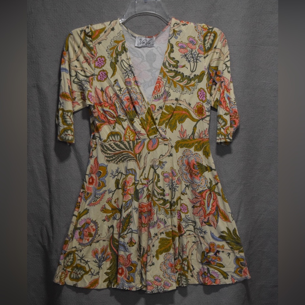 Va Va Voom Cream Floral Long Sleeve Dress